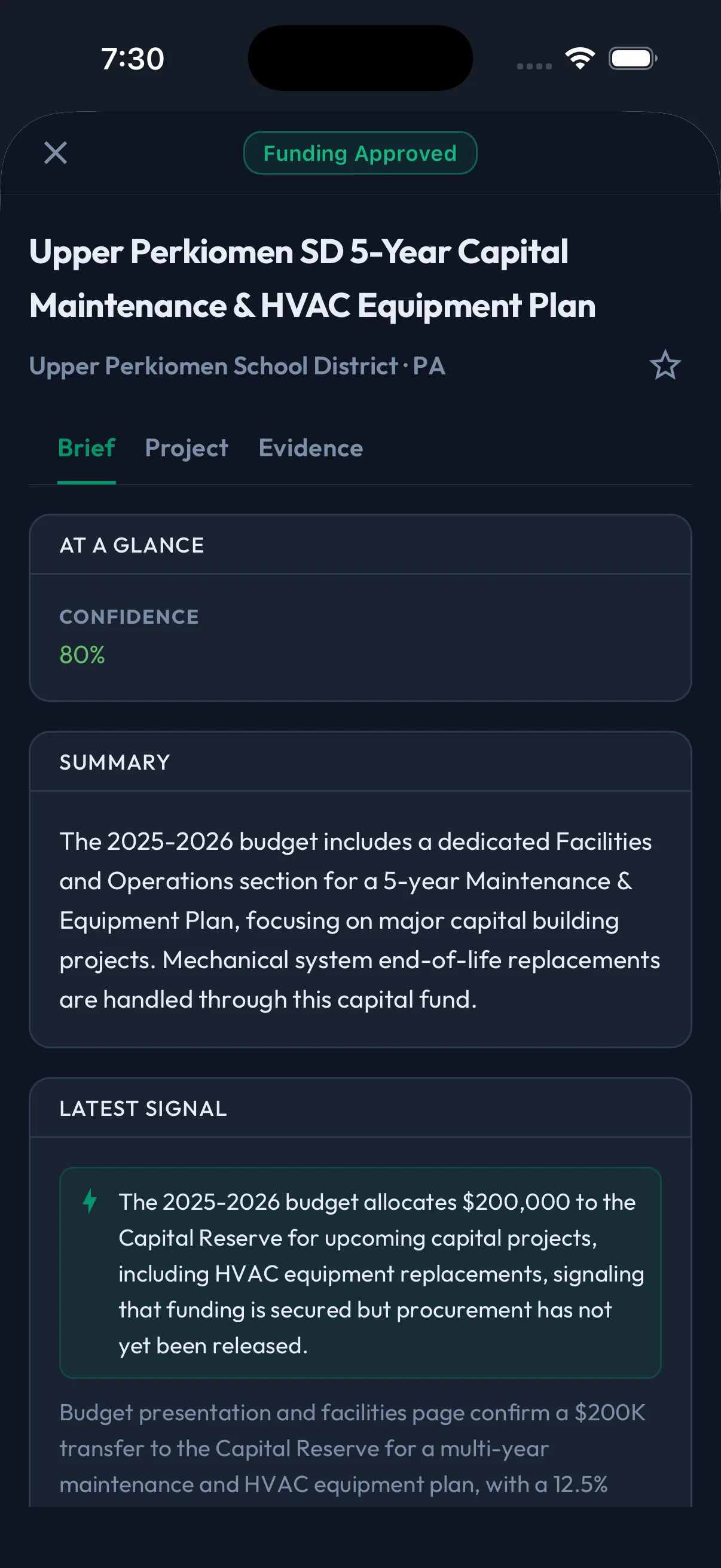 Sympl Signal mobile in dark mode — an opportunity brief